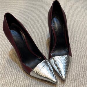 Elegant Silver and Burgundy Women's Heels Elizabeth & James Vero Cucio